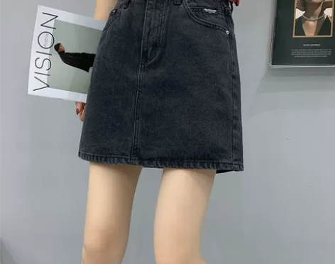 高腰牛仔短裙女2023春秋新款a字裙显瘦百...