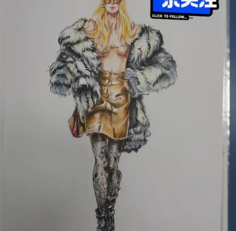 服装设计效果图  服装设计考研  马克笔手...