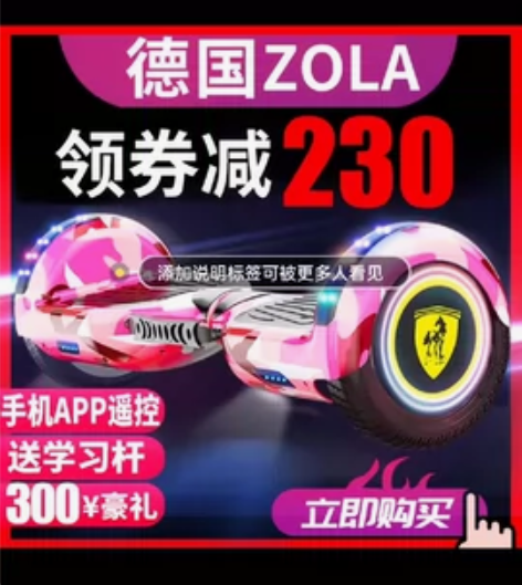 德国 左拉双轮平衡车儿童8一12电动两轮智...