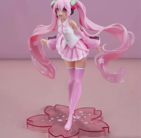 初音未来樱花初音手办摆件 二次元粉色初音车...