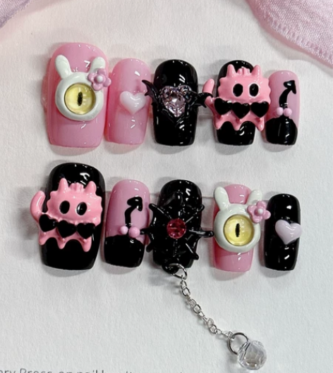 粉色怪兽｜手工穿戴甲 万圣节甜酷风 可重复...