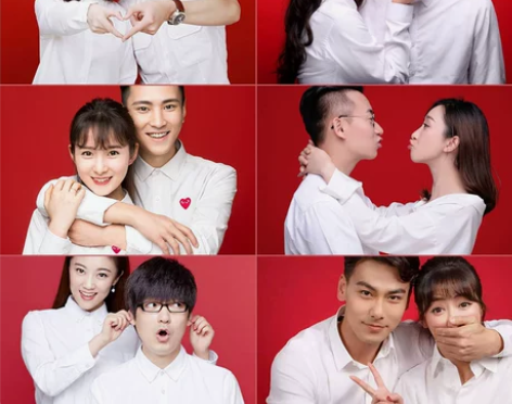 ?拍结婚登记照白衬衫男女长袖可刺绣名字衬衣...