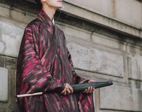 君陈原创设计传统汉服明制直裰条纹时尚街拍款...