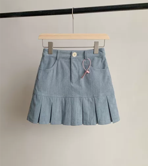 全新带吊牌 韩版雾霭蓝辣妹灯芯绒半身裙包邮...