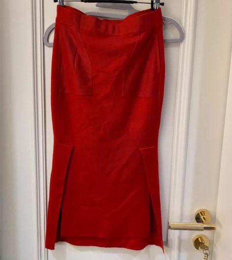 红色羊毛铅笔裙，修身裙，中长裙 9新 腰围...