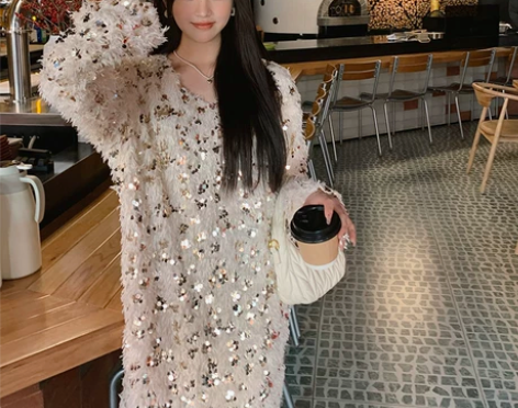 新品首发亮片鱼尾连衣裙女超长款2c056-...