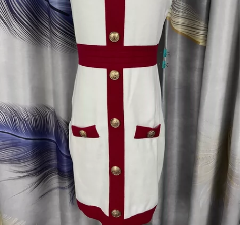 性感撞色无袖针织背心裙女夏季新款法式纯欲风...