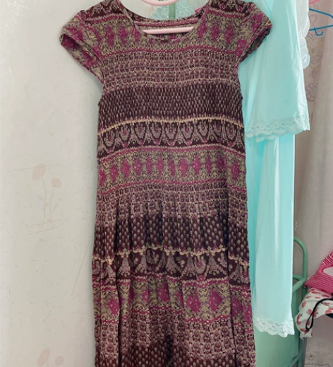 vintage古着打缆图腾连衣裙 这个裙子...
