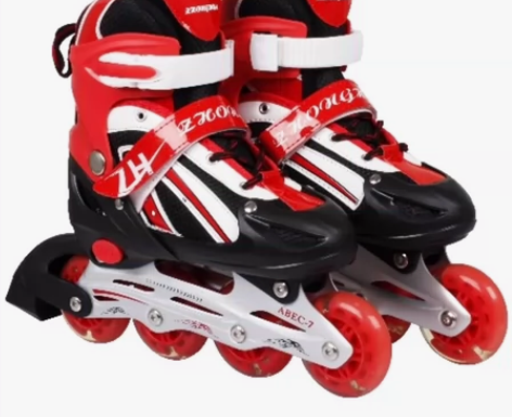 直排溜冰鞋 红色，M码适合平时33-37码...