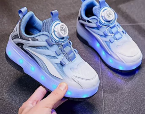 男童暴走鞋2024春秋新款双轮可收亮灯儿童...