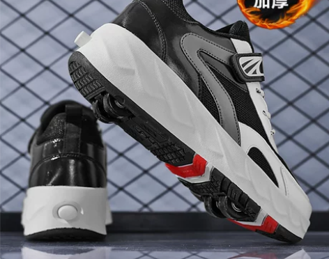 儿童暴走鞋男童四轮轱辘女童运动轮滑可走路轮...