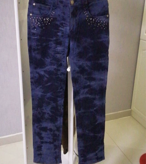 图一，二个性镶钻小直筒长裤，165/70A...