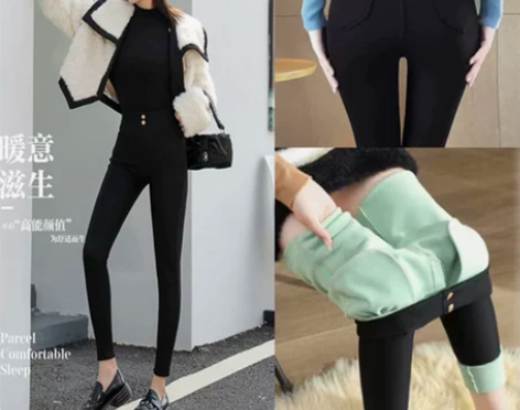 外穿加绒打底裤2023新款高腰显瘦弹力铅笔...