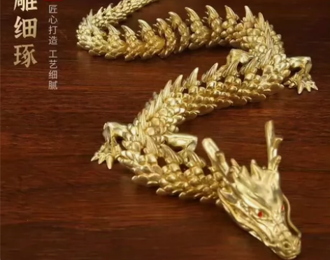 黃铜铸造3D关节可活动龙家居桌面装饰五爪金...