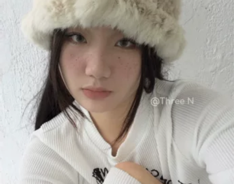 Three N冬季可爱显脸小兔毛帽子保暖加...