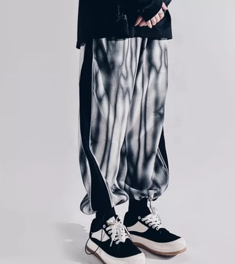 嘻哈宽松九分运动裤，直筒抽绳束脚子，休闲卫...