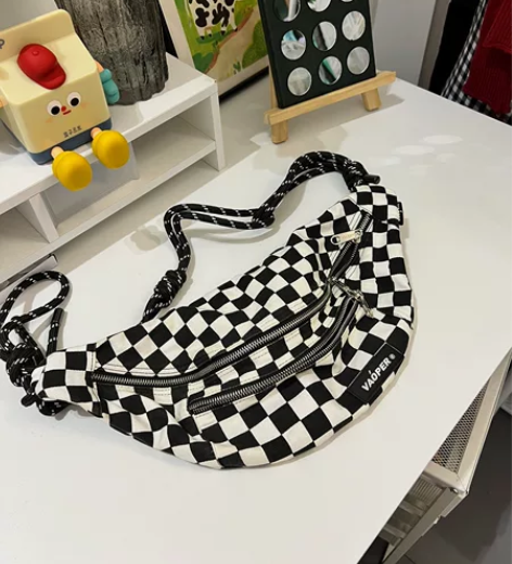 VAOPER喂牌新款棋盘格包通勤包女斜挎包...