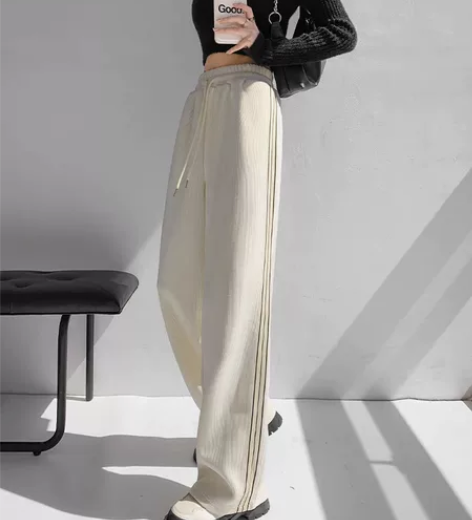 森马集团旗下雪尼尔阔腿裤女秋冬高腰直筒休闲...