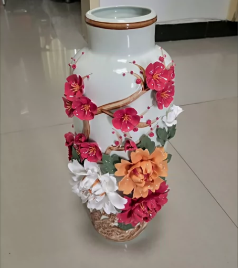 景德镇新中式陶瓷花瓶 牡丹手工瓷器客厅玄关...