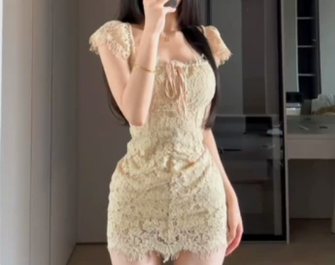 胖mm法式高级感蕾丝连衣裙女夏季大码纯欲风...