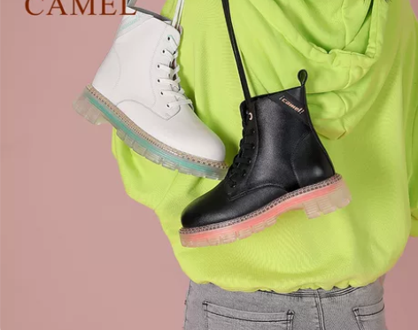 【Camel骆驼】女鞋冬新款英伦风短靴百搭...