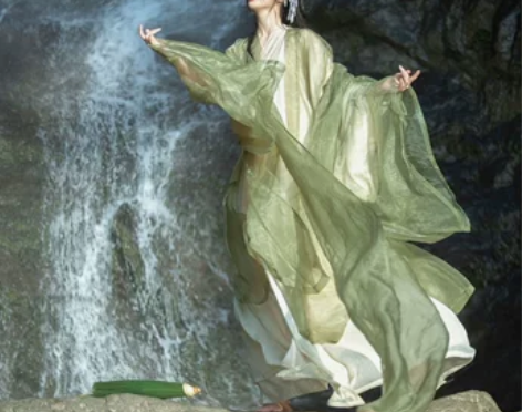 知否原创汉服女春新款魏晋风交领长衫大袖对襟...