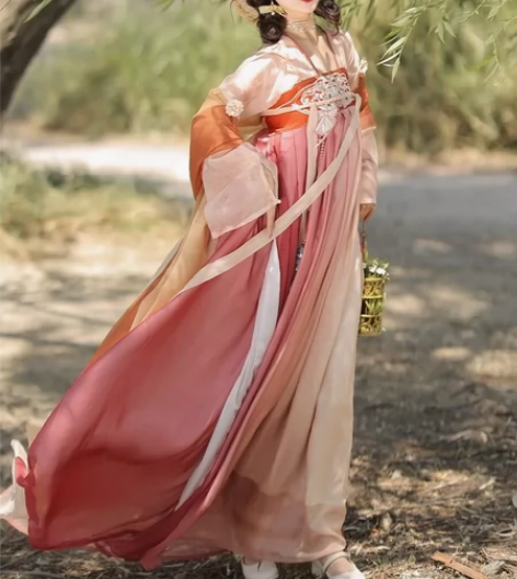 清梳原创汉服女【橘生】唐制对襟齐胸襦裙刺绣...