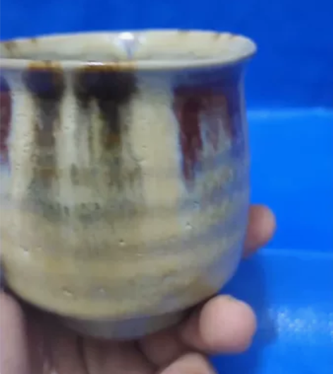 日本回流柴烧杯 自然流釉 布满呼吸小孔 有...