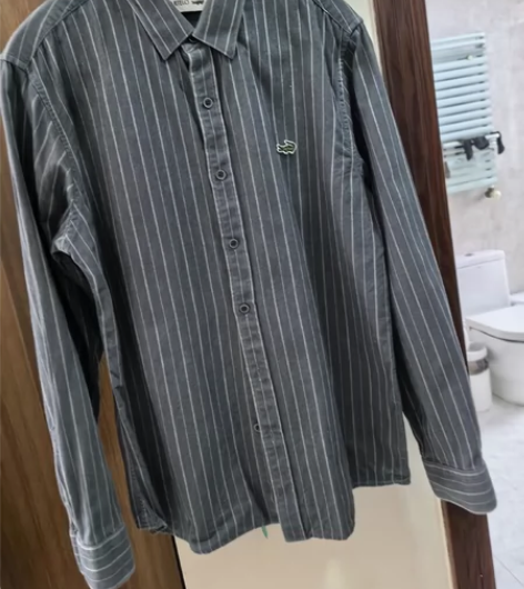鳄鱼牌男士条纹衬衣，175码，几乎全新。 ...