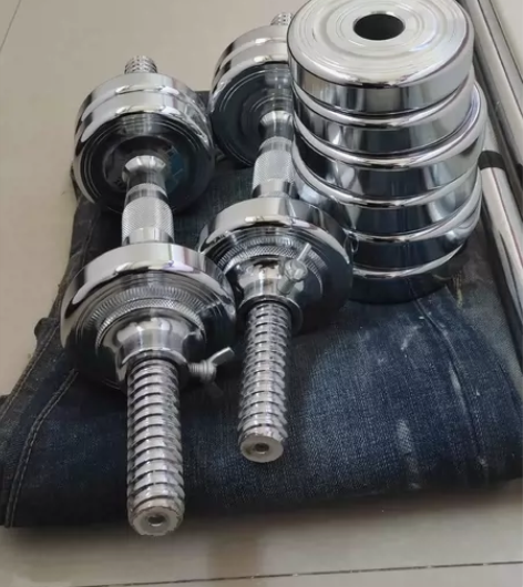 纯钢 不锈 很亮 哑铃 男士 健身杠铃钢制...