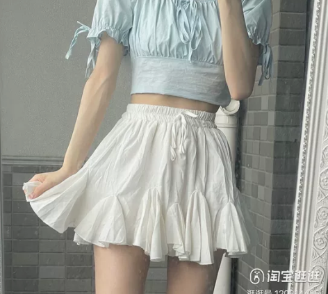 白色显瘦蓬蓬A字裙女装减龄短裙夏季韩版百搭...