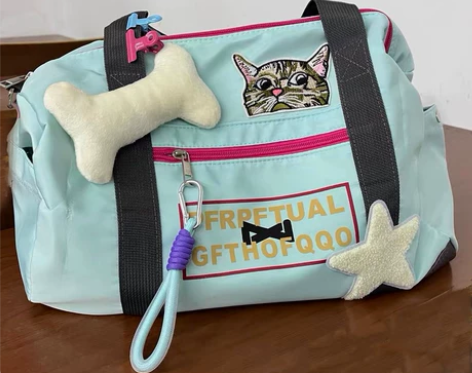 原创出游慵懒风辣妹健身大容量休闲猫咪撞色单...