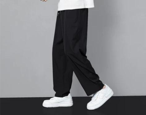 裤子男夏季薄款冰丝休闲裤宽松直筒潮牌九分裤...