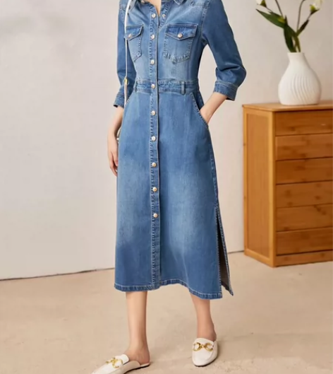 【全新带吊牌】牛仔连衣裙高级感2023新款...