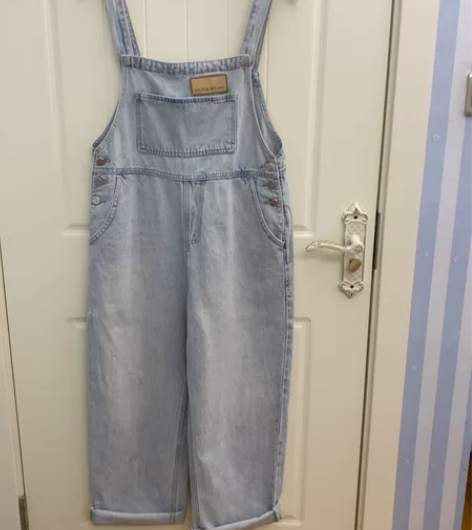 韩版宽松显瘦牛仔裤背带裤，浅蓝色，L码（本...