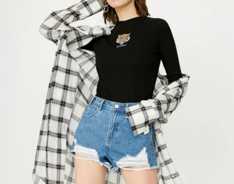 ONLY秋季新款毛边破洞高腰牛仔短裤女|1...