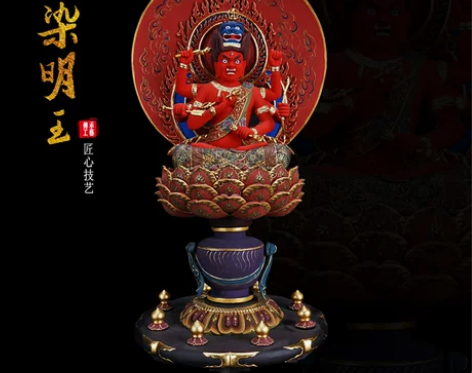 东密爱染明王木雕佛像寺庙佛堂居家供奉摆件定...