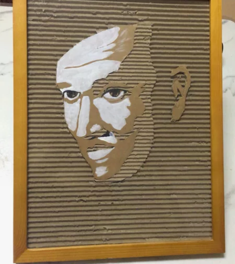 纯手工创意作品纸板画，本作品乃三层绘制，工...