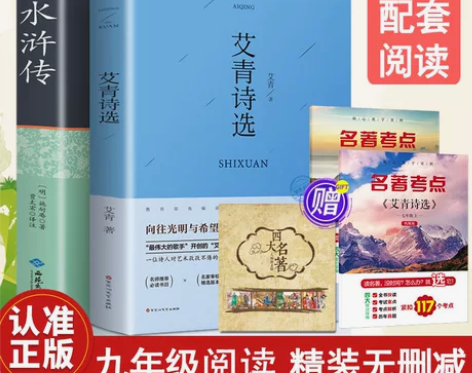 初中书目水浒传和艾青诗选正版原著白话文学生...