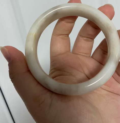 白底飘藕粉花 圈口59.5