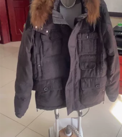 8成新Jeep毛呢男士中长款羽绒服厚实保暖...