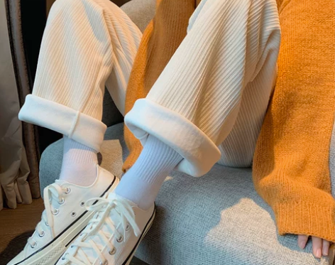 雪尼尔阔腿裤女秋冬季高腰垂感宽松直筒休闲裤...