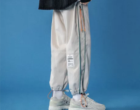 春秋新款大码休闲裤男潮牌痞帅抽绳运动裤in...