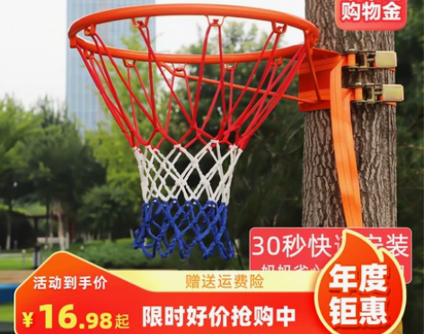 免打孔篮球框成人标准篮圈儿童壁挂式室外投篮...