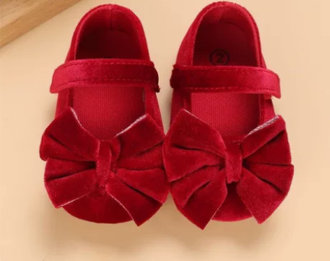 婴儿周岁生日公主鞋春秋软底红色喜庆女宝宝学...