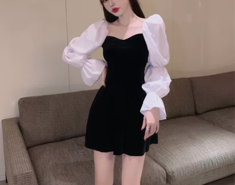 大码女装法式露背绑带性感连衣裙胖妹妹收腰显...