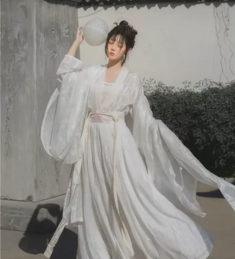 晋制齐腰魏晋风汉服白色仙气春秋齐腰襦裙飘逸...