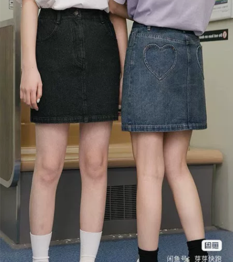 大码日韩牛仔半身裙女高腰显瘦a字短裙胖mm...