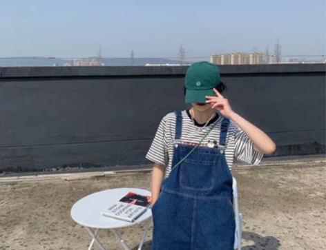 高腰薄款牛仔背带短裤女2022年新款夏季宽...