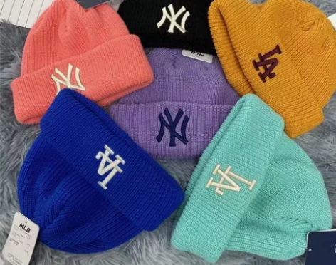 韩版MLB潮牌NY毛线帽百搭男女同款秋冬保...